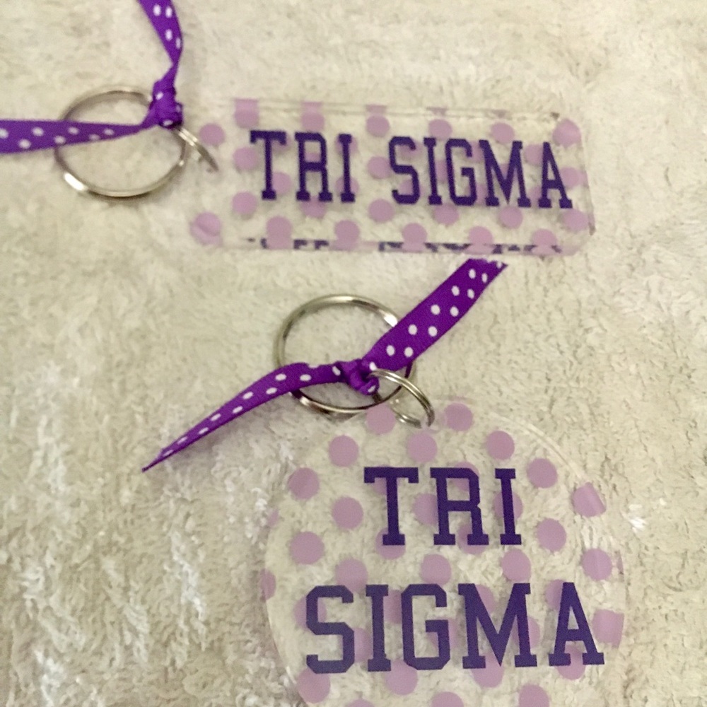 2 TRI SIGMA Sorority Keychains